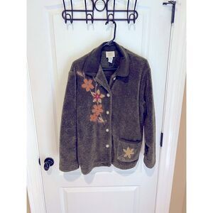 Teddi fleece jacket olive green with flowers